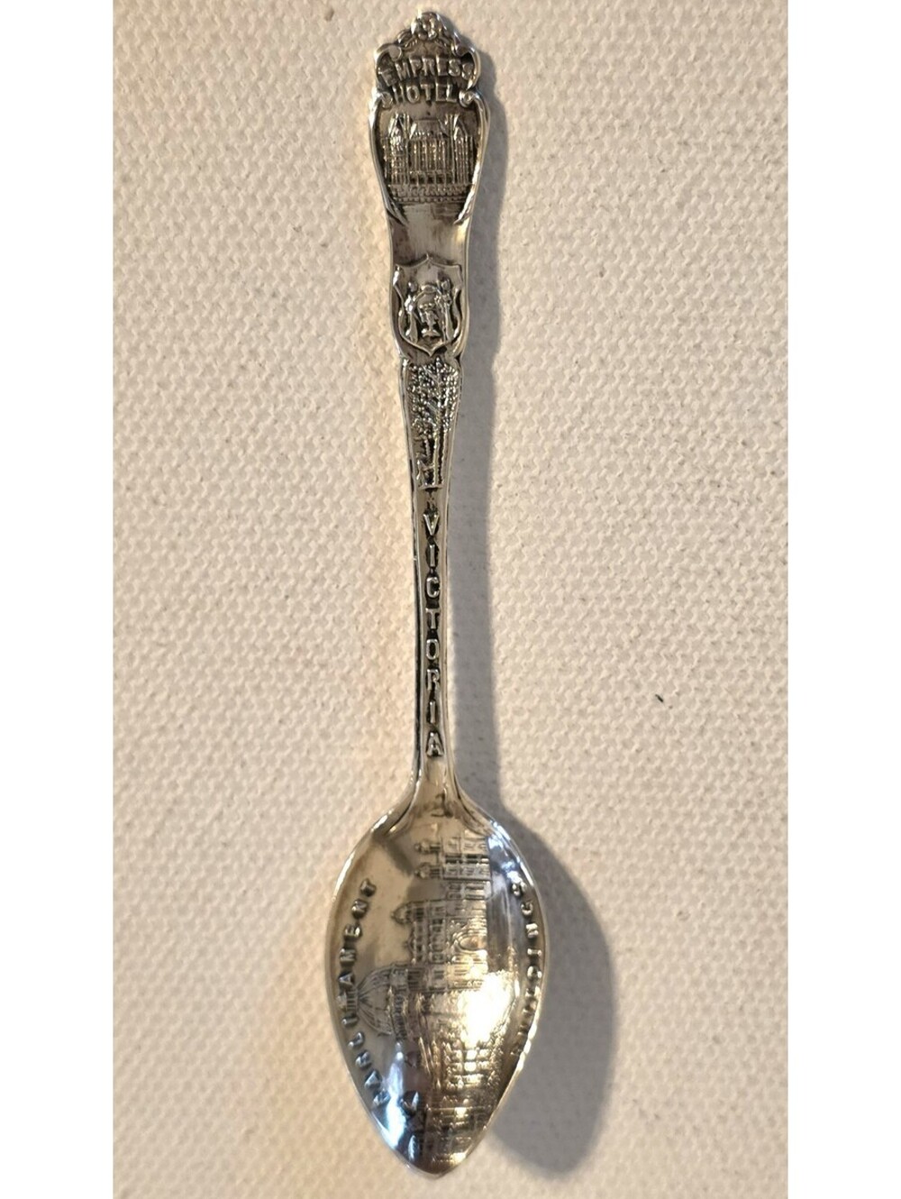 Antique BMCo Sterling Silver Souvenir Spoon Victoria BC Empress Hotel Parliament